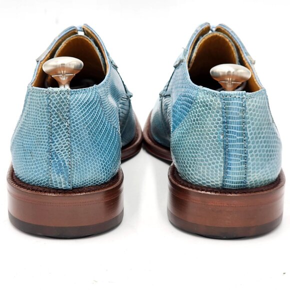 NEW Vintage Baby Blue Exotic David Eden Crocodile Teju Lizard Men's 7 Dress Shoe - Picture 4 of 16